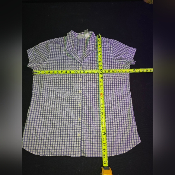 Liz Claiborne Women's Purple Cotton Collared Short Sleeve Buttons Down Shirt 16 - Picture 12 of 12
